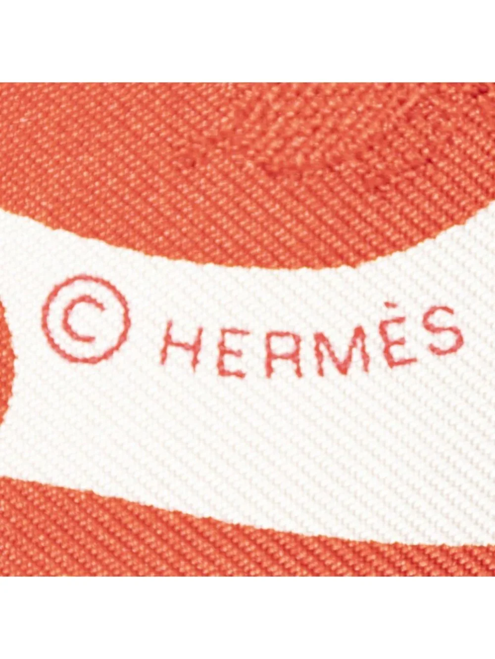 Hermes Scarf Red White 100% Jacquard Silk
